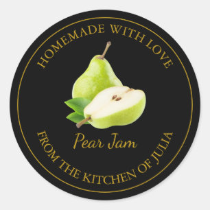 Zelfgemaakt Pear Jam Label Zwart