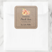 Zelfgemaakt perzik jam vierkant kraft papier label (Tas)
