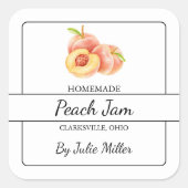 Zelfgemaakt perzik jam vierkant label (Voorkant)