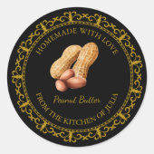 Zelfgemaakt pindakaas Label L Zwart (Voorkant)