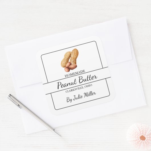 Zelfgemaakt pindakaas vierkant label (Envelop)