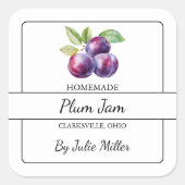 Zelfgemaakt Plum Jam Square Label (Voorkant)