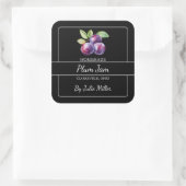 Zelfgemaakt Plum Jam Square Label Zwart (Tas)