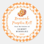 Zelfgemaakt pompoenbroodje voedseletiket ronde sticker (Voorkant)