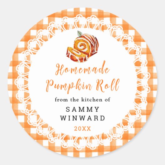 Zelfgemaakt pompoenbroodje voedseletiket ronde sticker (Voorkant)