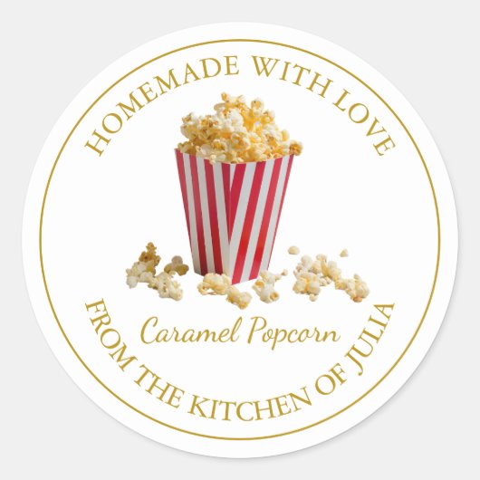 Zelfgemaakt popcornlabel | Wit Ronde Sticker (Voorkant)