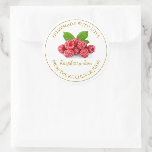 Zelfgemaakt Raspberry Jam Label | Wit (Tas)