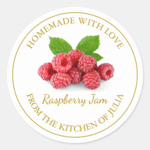 Zelfgemaakt Raspberry Jam Label   Wit