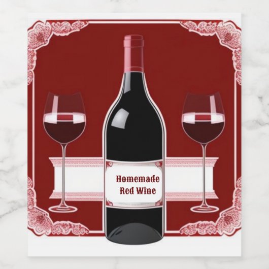 Zelfgemaakt rood wijn etiket (Enkel label)