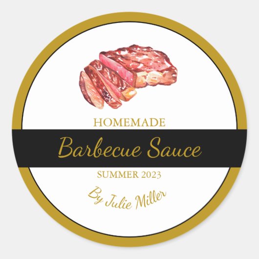 Zelfgemaakt rundvlees Barbecuesaus BBQ Label (Voorkant)