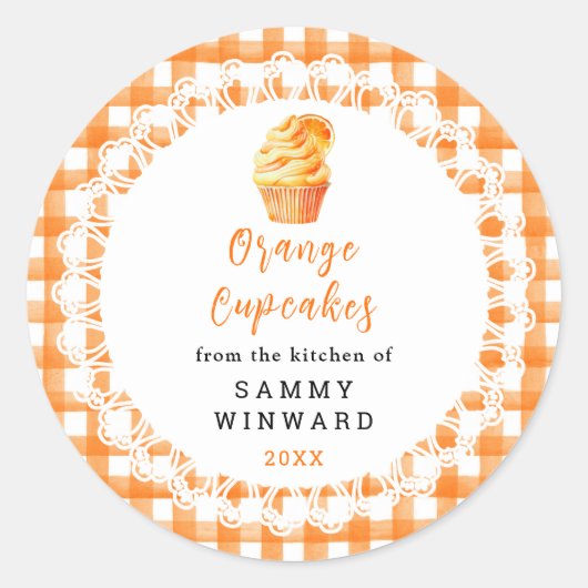 Zelfgemaakt Sinaasappel Cupcakes Eten Label (Voorkant)