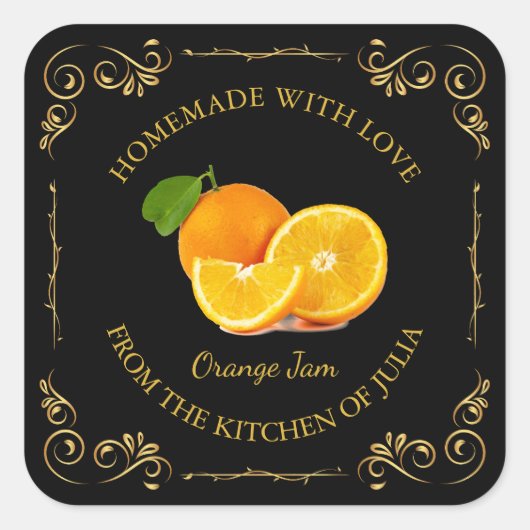Zelfgemaakt Sinaasappel Jam Square Label (Voorkant)