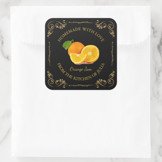  Zelfgemaakt Sinaasappel Jam Square Label (Tas)