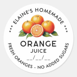Zelfgemaakt sinaasappelsap bewaarlabel ronde sticker