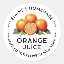 Zelfgemaakt sinaasappelsap bliklabel ronde sticker