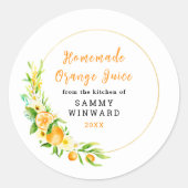 Zelfgemaakt Sinaasappelsap Inmaaklabel Ronde Sticker (Voorkant)