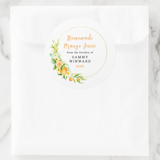 Zelfgemaakt Sinaasappelsap Inmaaklabel Ronde Sticker (Tas)