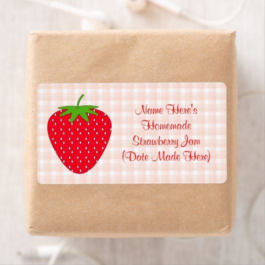 Zelfgemaakt Strawberry Jam Label. Roze en Rood. Etiket (Insitu)