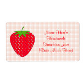 Zelfgemaakt Strawberry Jam Label. Roze en Rood. Etiket (Voorkant)