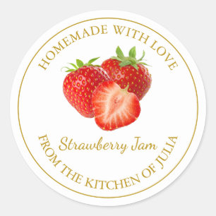 Zelfgemaakt Strawberry Jam Label   Wit