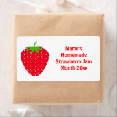 Zelfgemaakt Strawberry Jam Label. Wit en Rood. Etiket (Insitu)