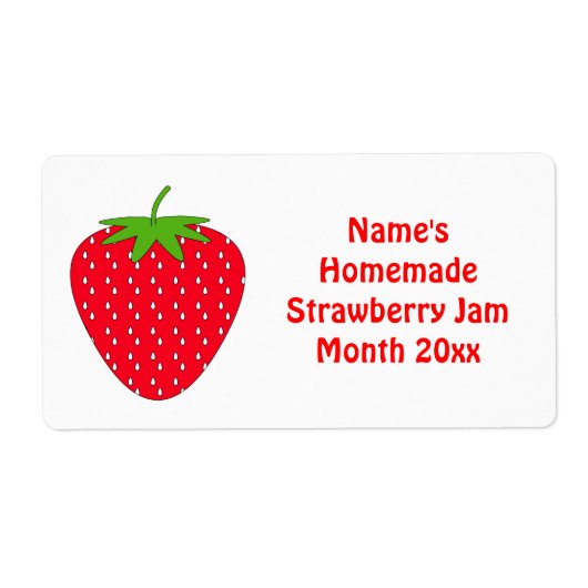 Zelfgemaakt Strawberry Jam Label. Wit en Rood. Etiket (Voorkant)