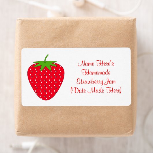 Zelfgemaakt Strawberry Jam Label. Wit en Rood. Etiket (Insitu)