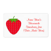 Zelfgemaakt Strawberry Jam Label. Wit en Rood. Etiket (Voorkant)