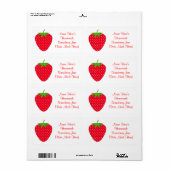 Zelfgemaakt Strawberry Jam Label. Wit en Rood. Etiket (Full Sheet)