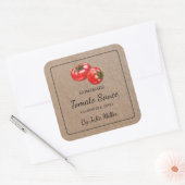 Zelfgemaakt Tomatensaus Vierkant Kraft Papier Labe Vierkante Sticker (Envelop)