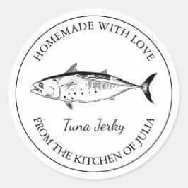 Zelfgemaakt Tuna Jerky Label