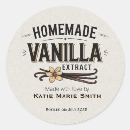 zelfgemaakt vanille-extract ronde sticker