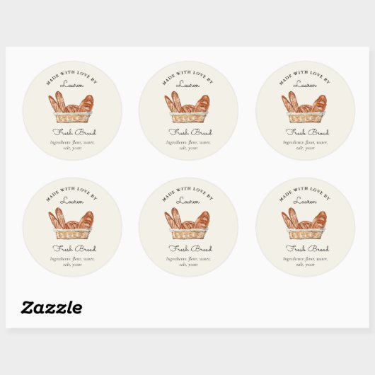 Zelfgemaakt vers brood ronde sticker (Vel)