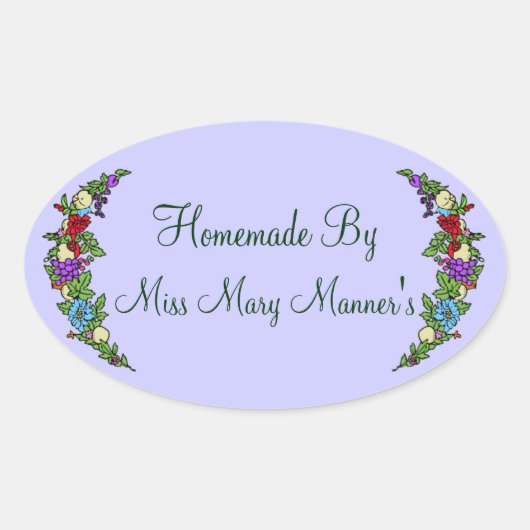 Zelfgemaakt voedseletiket fruit ovale sticker (Voorkant)