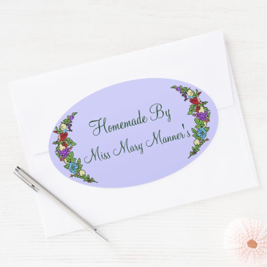 Zelfgemaakt voedseletiket fruit ovale sticker (Envelop)