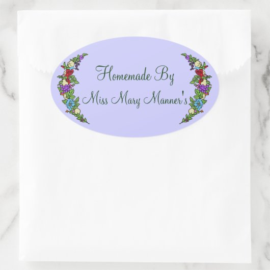 Zelfgemaakt voedseletiket fruit ovale sticker (Tas)