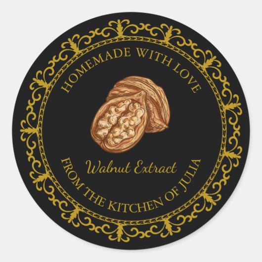  Zelfgemaakt Walnut Extract Label L Zwart (Voorkant)