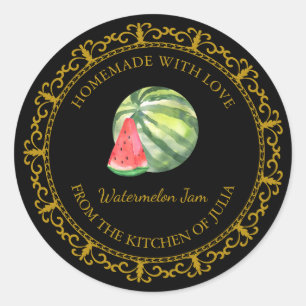Zelfgemaakt Watermeloen Jam Label l Zwart