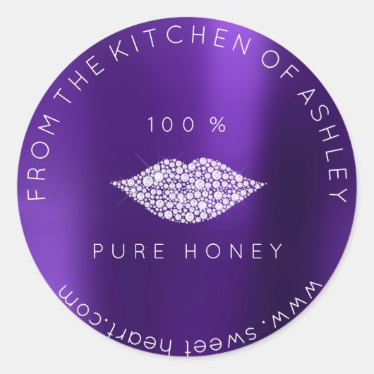 Zelfgemaakte 100 % honing van keuken pruimen lippe ronde sticker (Voorkant)