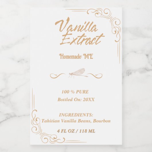 Zelfgemaakte Aangepaste Vanille Extract Rechthoek  Wijn Etiket (Enkel label)