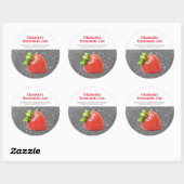 Zelfgemaakte Aardbei Jam Custom Sparkle Zilver Roo Ronde Sticker (Vel)