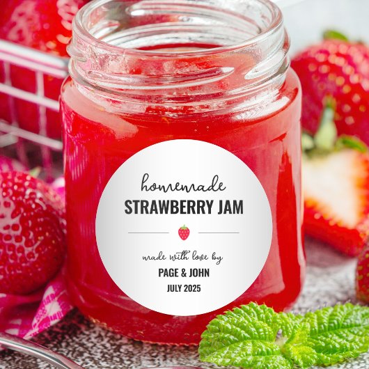 Zelfgemaakte Aardbei Jam Jar Label Sticker