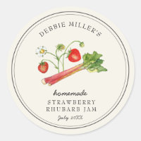 Zelfgemaakte aardbei rabarberjam pot
