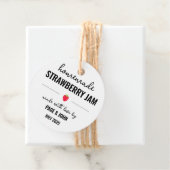 Zelfgemaakte aardbeien jampot bruiloft bedankjes labels (In situ)