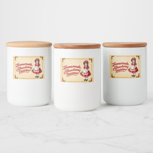 Zelfgemaakte aardbeien Preserve -  Voedselcontainer Etiket (Flessen)