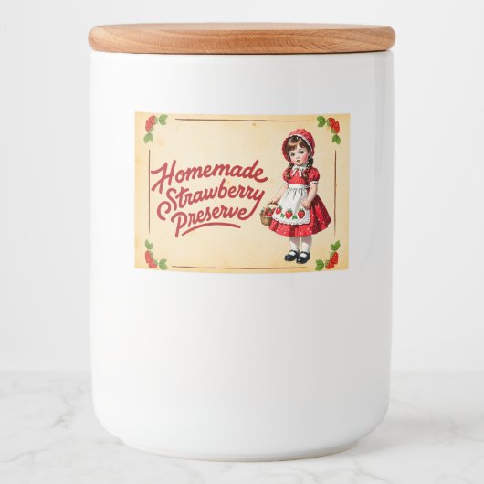 Zelfgemaakte aardbeien Preserve -  Voedselcontainer Etiket (Voorkant)
