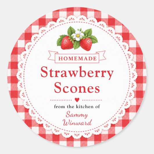 Zelfgemaakte Aardbeien Scones Label (Voorkant)