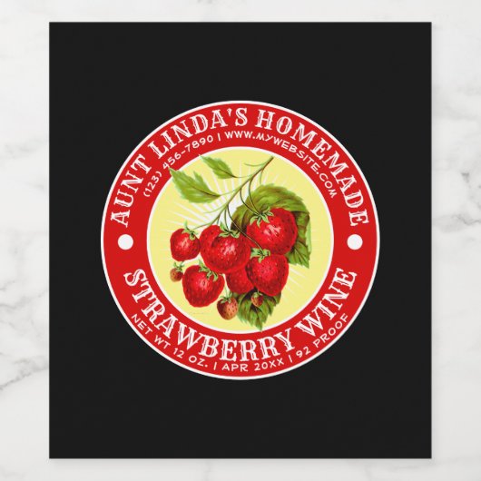 Zelfgemaakte Aardbeien Wijn Label Sjabloon Wijn Etiket (Enkel label)