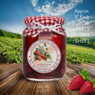 Zelfgemaakte aardbeienconserven 3 in 16 vel sticker