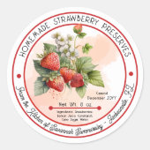 Zelfgemaakte aardbeienconserven inblikken ronde sticker (Voorkant)